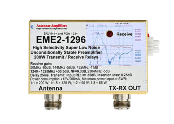 23cm Low Noise Preamplifier with 200W T-R Relays EME2-1296