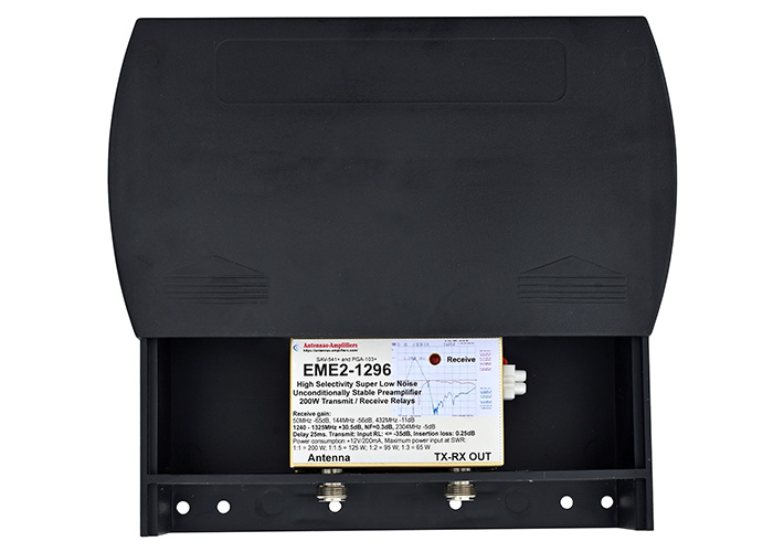 23cm Low Noise Preamplifier with 200W T/R Relays EME2-1296 Outdoor Housing