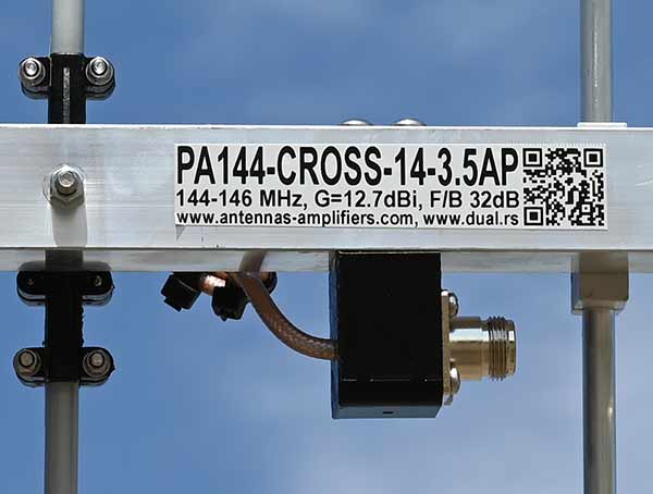 144-146MHz CROSS Antenna 14 elements PA144-CROSS-14-3.5AP RHCP Big Leo Pack Label View