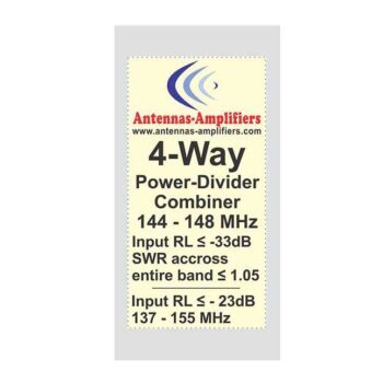 144 MHz Power Divider 4-Port Combiner for 2m Band 1/4wl.