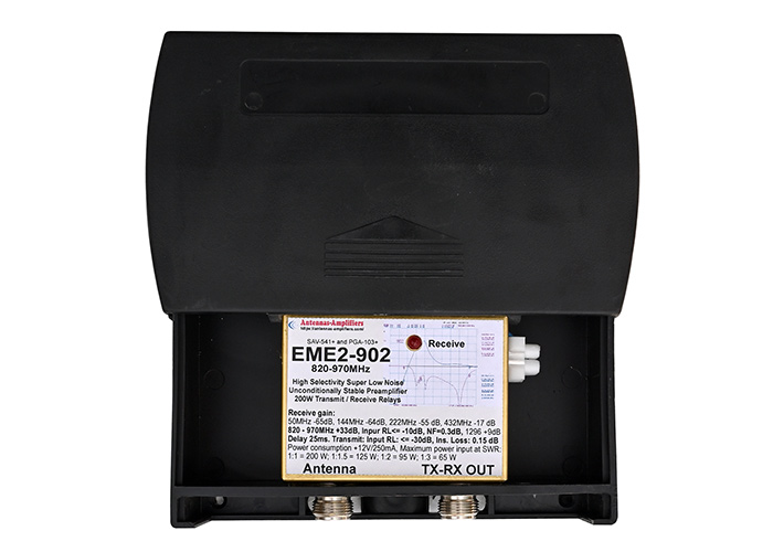 33cm Low Noise Preamplifier with 200W T-R Relays EME2-902 in Outdoor Housing