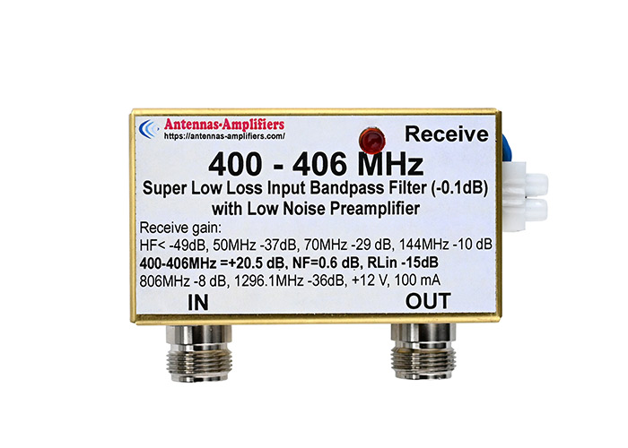 400-403-406MHz Low Noise Preamplifier