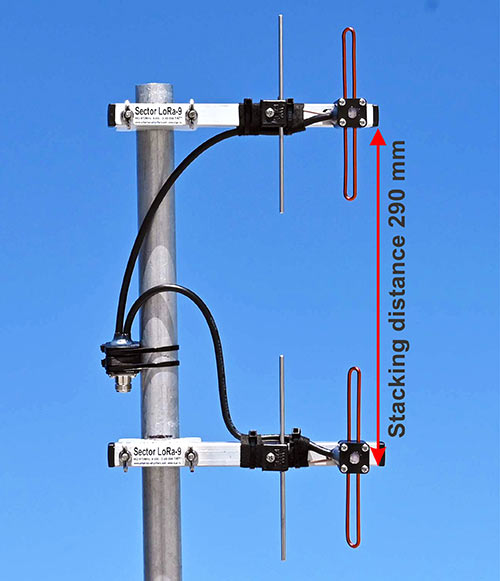 Helium Miner Extra Wide Sector Antenna Stack LoRa-9 Stacking Distance 290mm