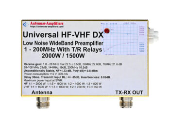Universal HF VHF DX WideBand Preamplifier 1-200MHz T-R Relays