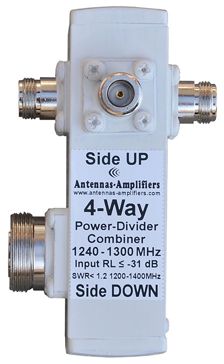23cm-4-Way-High-Power-Divider-DIN-connector 1/4wl