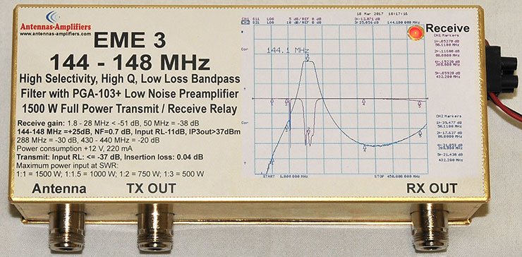 EME3-144 Band-Pass Filter, Preamplifier and T/R Relay