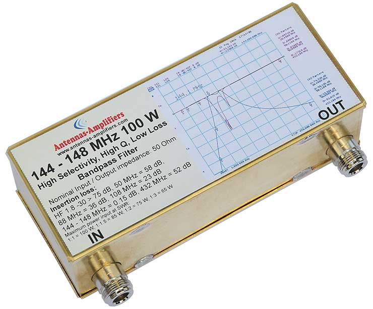 144 - 148 MHz 100 W Receive Transmit Bandpass Filter